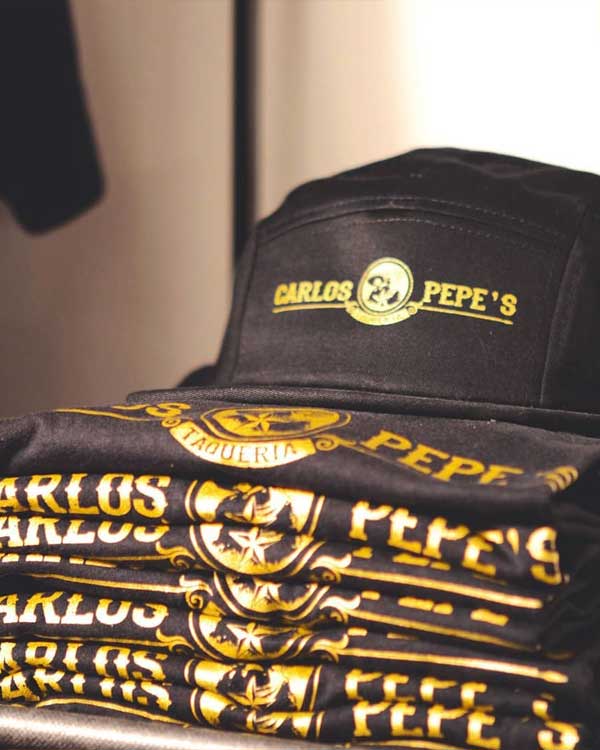Carlos and Pepe's Taqueria custom hat and shirts