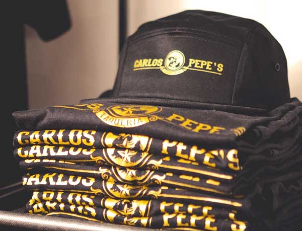 Carlos and Pepe's Taqueria custom t-shirts and cap