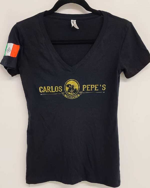 Carlos and Pepe's Taqueria custom printed v-neck t-shirt